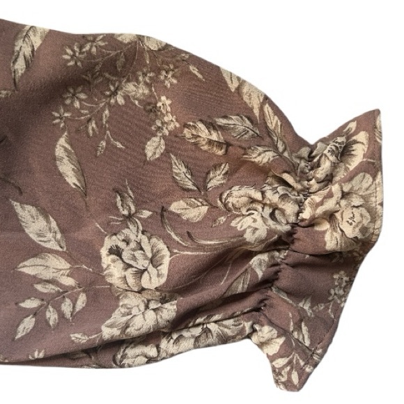 Torrid Brown & Cream Floral Pintuck Boho Blouse Peasant Sleeves V-neck  1X New - Picture 9 of 16